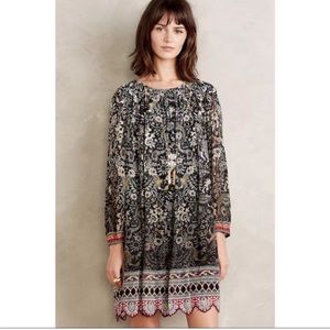 Anthropologie Black Patterned Dress